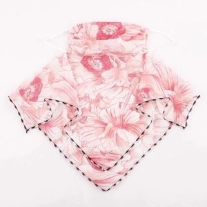Floral Face Mask & Scarf Adjustable Ear Strips 4 A Comfortable Fit 100% Chiffon